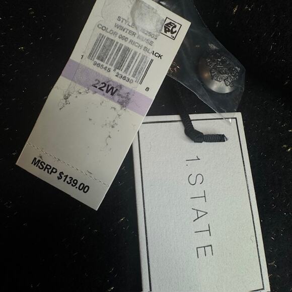 Womens Elevated Basic Cropped Tweed Blazer Sz 22W Black Gold Flecks Jacket - Picture 9 of 16